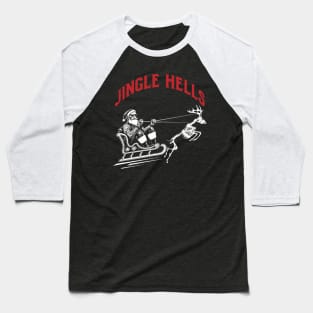 Christmas Jingle Hells Santa with Skeleton Reindeer Baseball T-Shirt